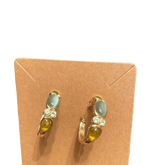 1928 Peridot and Sage Green Victorian Style Necklace w Matching Hoop Earrings - Picture 5 of 6